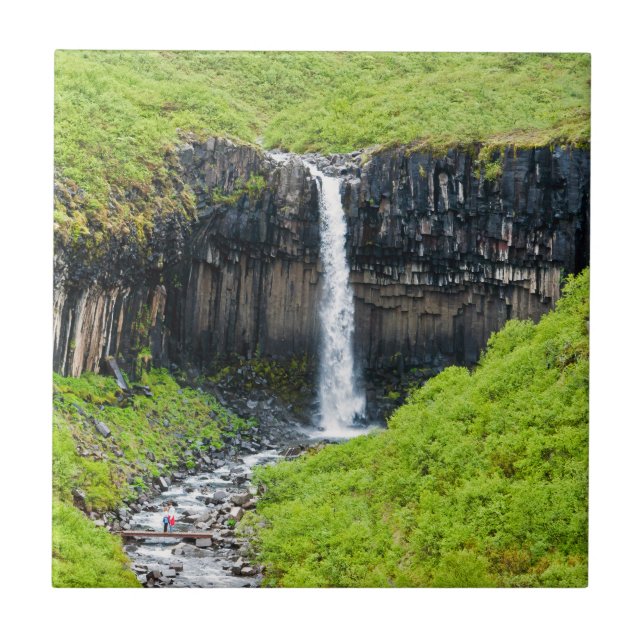 Svartifoss Waterfall in Skaftafell - Iceland Ceramic Tile (Front)