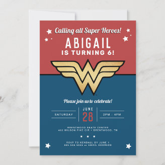 Personalized Wonder Woman™ Logo Photo Card - Greeting Cards
