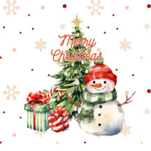 Merry Christmas Tree Snowman and Presents