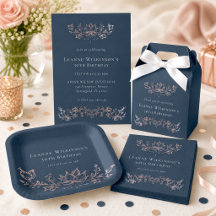 Blue and rose gold birthday collection adults