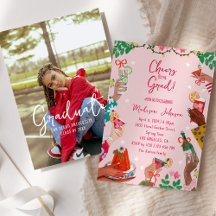 Cute Doodle Cheers to the Grad Graduation Party Co