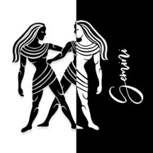 Gemini Zodiac Sign, Black & White