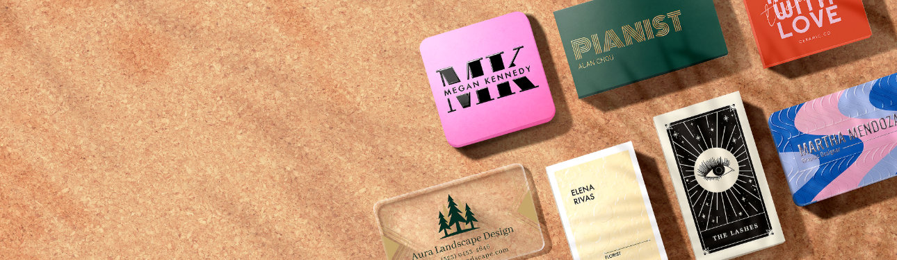 A selection of bold, colorful, and summer-ready business cards to suit all your needs.