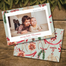 rustic watercolor Christmas foil photo cards