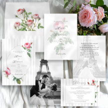 Romantic Chic French Rose Botanical Wedding Suite