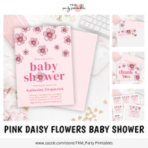 Pink Daisy Flowers Baby Shower
