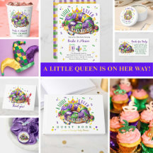 Mardi Gras Baby Shower - Queen Girl 