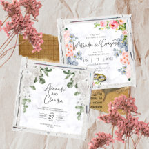 Boho Floral Wedding Invitations 