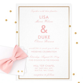 Blush and Gold Simple Wedding Invitations 