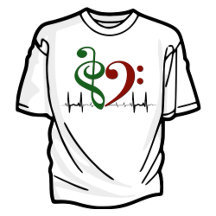 Two-Tone Bass Clef Heart EKG Waves