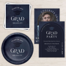 Modern Navy Blue Graduation Party