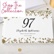 97th Birthday Printed Gold Glitter Party Supplies