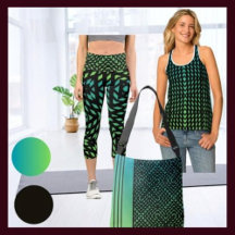 Aqua and Green With Black Abstract Overlay