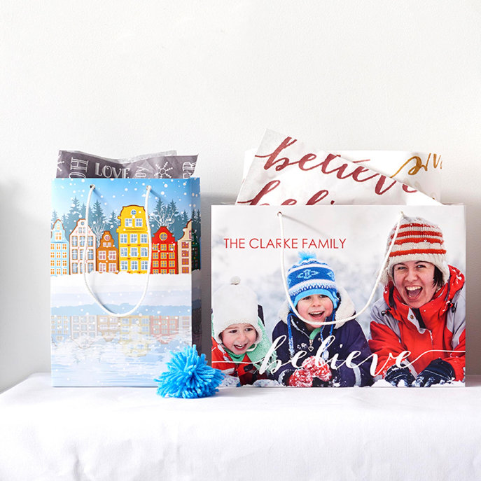 Large Merry Christmas Photo Gift Bags