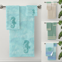 Blue and Green Coastal Style Bath Towels
