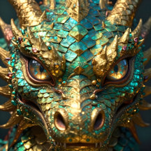 Turquoise and Gold Dragon Face 