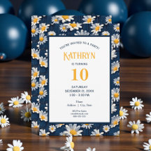 Daisies on Navy Blue Denim Birthday Suite