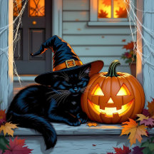 Black Cat and Pumpkin Halloween Party