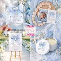Blue Floral Bow Boy Baptism