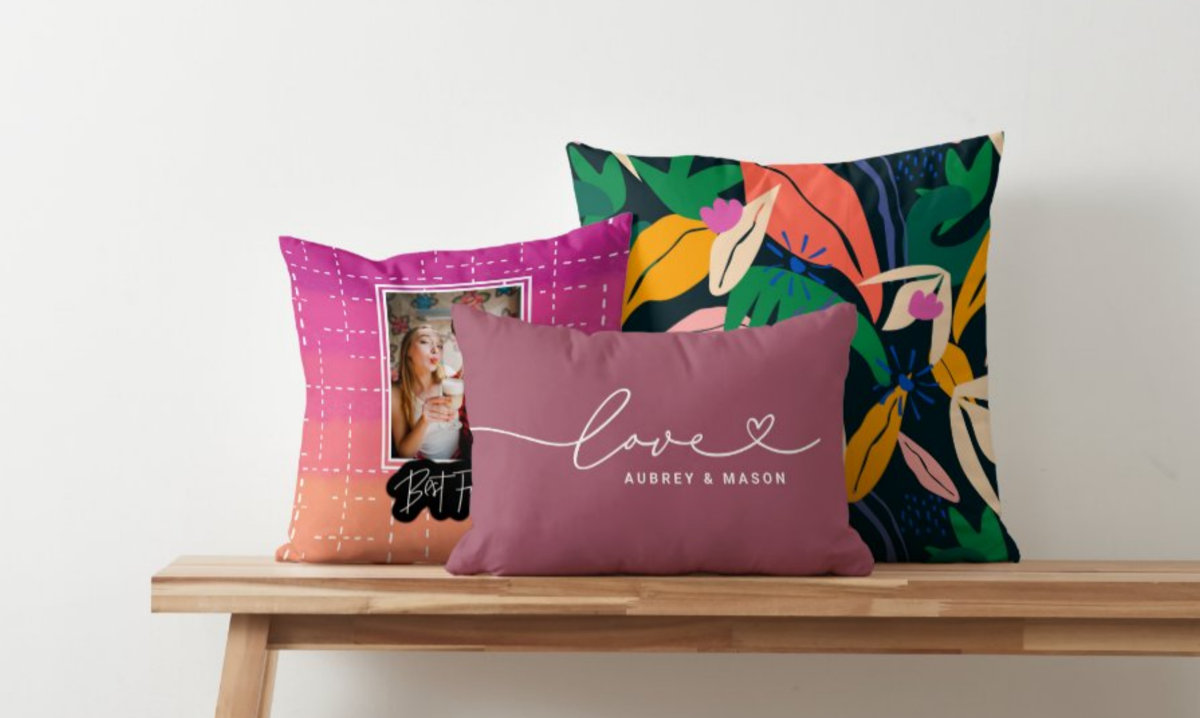 Personalized Printed Floral Monogram Throw Pillow Custom 