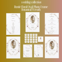 Rustic Floral Oval Photo Frame Botanical Wreath
