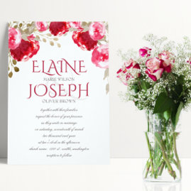 Red and Pink Floral Wedding Invites 