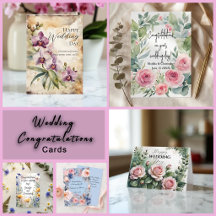 Elegant Floral Wedding Congratulations Cards