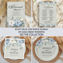 DUSTY BLUE WHITE FLORAL ON SAGE GREEN WEDDING