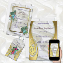 Gold on White Silk with Tropical Splendour