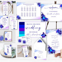 Purple Turquoise Blue Orchid Wedding Bundle
