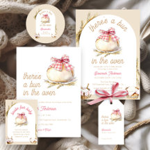 Bun In The Oven Pink Gingham Bow Baby Shower