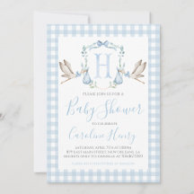 Preppy Blue Stork Baby Shower Set