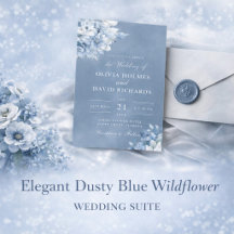 Elegant Dusty Blue Wildflower Wedding Suite