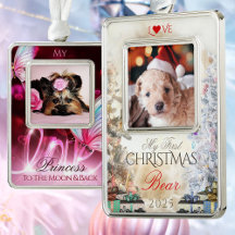 Framed Pet Photo Ornaments - Various Themes