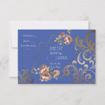 Blue Ray of Floral RSVP Wedding Invitation Card