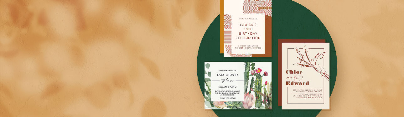 An array of customizable Wedding stationery