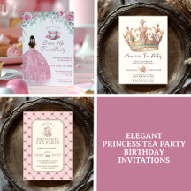 Elegant Princess Tea Party Birthday Invitations