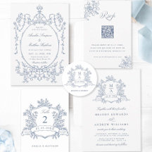 Classic Floral Garden Frame Dusty Blue Wedding 