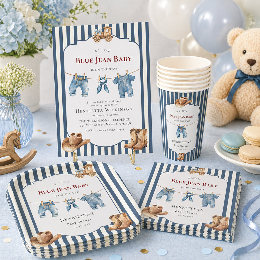 blue jean little cowboy baby shower