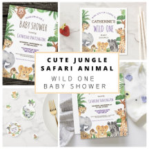 CUTE JUNGLE SAFARI ANIMAL BABY SHOWER SET
