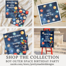 Boy Blue Outer Space Cosmic Astronaut Birthday