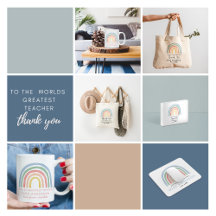 Modern watercolor rainbow teacher thank you gift