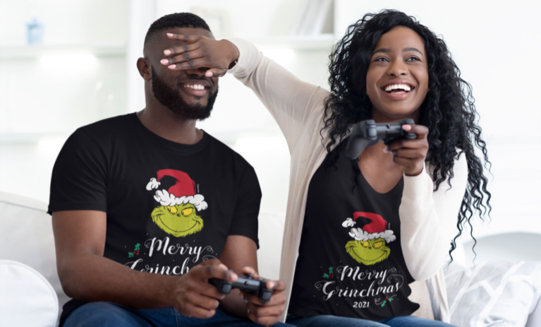 Pair pajama bottoms with your favorite Grinch holiday tee