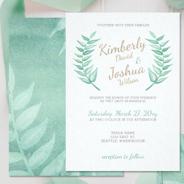 Greenery Laurel Wreath Wedding Invitations 