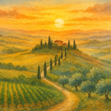 Tuscany Countryside–Golden Hills & Olive in Italy