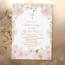 Elegant Pink Boho Floral Baptism