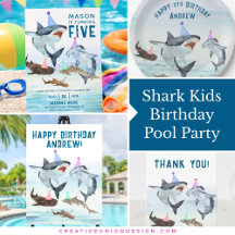Shark Kids Birthday Pool Party 