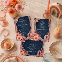 Moody Retro Blue Floral Wedding