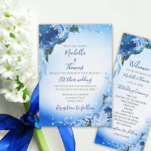 Elegant Blue Watercolor Floral Wedding Collection