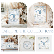 Blue ClothestLine Cold Outside Baby Boy Shower 